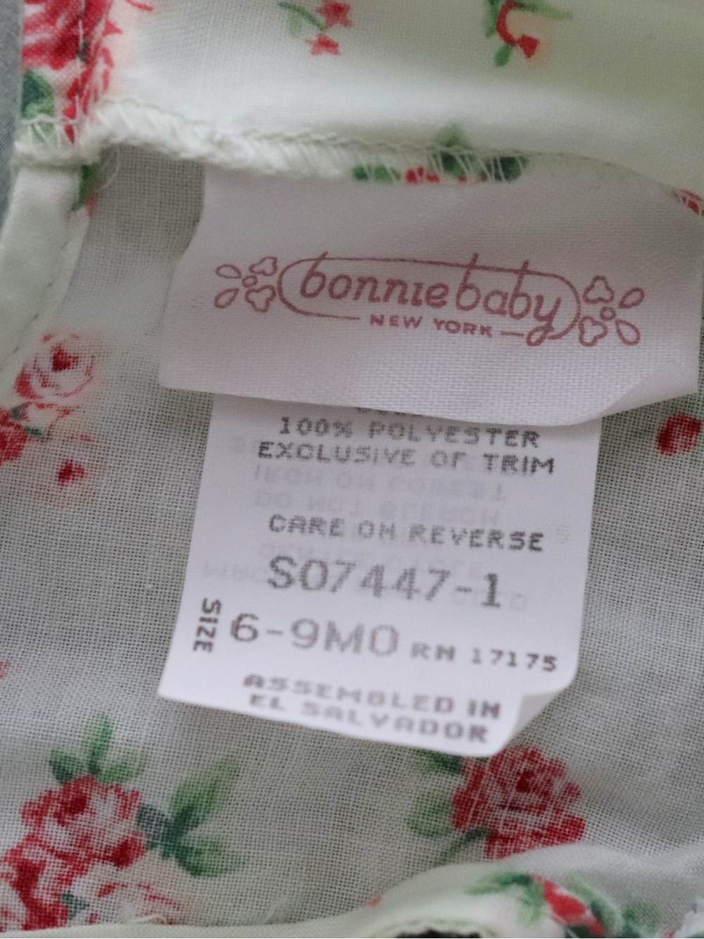 Bonnie Baby New York Vintage Floral Dress White/Green/Red 6-9MO - Picture 11 of 12